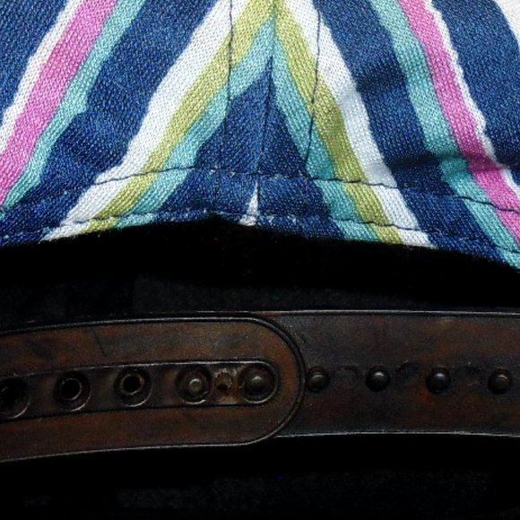 Fresh Prince of Bel Air Style Striped Mens Snapback hat Blue Pink White Green - Picture 4 of 4